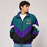 Veste coupe-vent de sport pour homme, style vintage années 90, avec logo de basketball, en nylon colorblock, vêtement de sport extérieur, manteau zippé personnalisable, fabrication OEM en gros