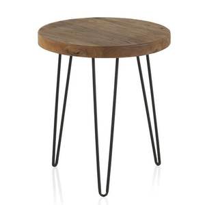 Table d'appoint en fer avec plateau en bois, idéale pour les petits appartements, pour des coins élégants et une vie pratique - Product Image 3