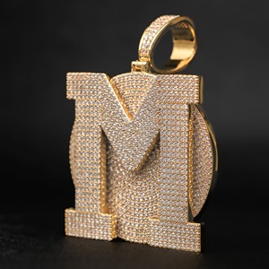 Collier avec pendentif personnalisé lettre M, argent 925, style streetwear, serti de pierres - Product Image 3