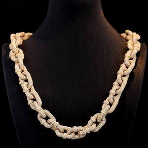 Luxury Oval <b>Cable</b> <b>Link</b> Chain Necklace VVS Moissanite Diamond Hip Hop Jewelry for Men Unisex Statement Premium Style Gold - Product Image 1