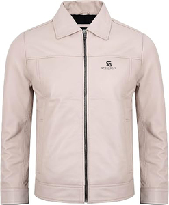 Blouson de moto vintage en cuir véritable pour homme, style motard classique, vêtement d'extérieur décontracté pour l'hiver, streetwear 2026 - Product Image 4