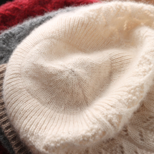 Bonnet en tricot unisexe en mélange de laine, tricoté à la main, couleur unie, bonnet d'hiver décontracté, 56-58 cm, adulte - Product Image 2