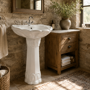 Moderno Lavabo Ovalado de Cerámica con Pedestal de Loto, Fácil de Limpiar, Garantía de 5 Años, para Hospital, Apartamento, Villa, Baño, Lavadero, con Certificación CUPC - Product Image 6