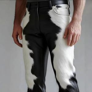 Ultra Premium Luxury Genuine Cow Hair Leather <b>Jacket</b> Women Western Biker Style Brown And White Cowhide Fur Coat Cropped Slim - Product Image 3