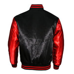 Blouson de baseball satiné pour homme, style universitaire, avec bordure rayée et broderie décorative, en toile, pour l'hiver - Product Image 2