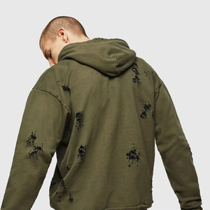 Sudadera con Capucha Estilo Urbano, Estampado de Logotipo, Manga Desmontable, Estilo Vintage Desgastado, Corte Holgado y Cuadrado para Hombre - Product Image 5