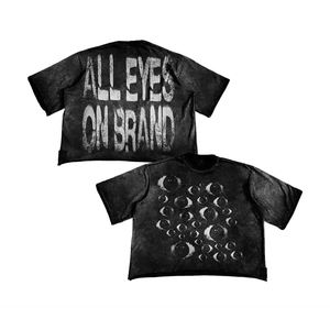 Camiseta de jersey de corte holgado con hombros caídos, lavado ácido, cuello simulado, estilo vintage, oversize, casual - Product Image 2