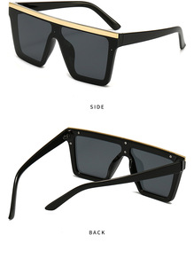30020 New Trendy <b>Large</b> <b>Frame</b> One Piece Mirror Lens Women Sun Glasses Retro Square Sunglasses Men High Quality Wholesale - Product Image 3