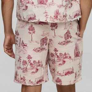 Pantalones Cortos Bermuda de Algodón con Estampado Toile para Hombre, con Cintura Elástica y Bolsillos, Estilo Casual, Personalizados - Product Image 1