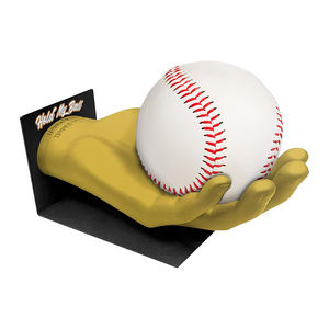 Soporte y Exhibidor de Pelotas Pequeño Moderno de Resina Dorada Hold My Ball con Estante de Almacenamiento Deportivo Montable en Pared - Product Image 1