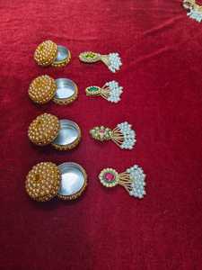 kundan Pearl Brooch with Elegant Gift Box Decorative Brooch Pin Set for Wedding Favors Bridesmaid Gifts Party Return Favors - Product Image 2