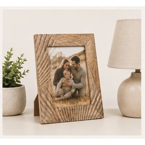 Premium Handcrafted Solid <b>Wood</b> Photo <b>Frame</b> Custom Size Eco-Friendly Carved Sunburst <b>Picture</b> <b>Frame</b> for Tabletop Home Decor - Product Image 4
