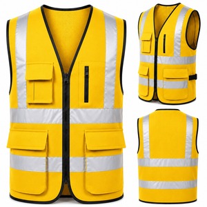 Best Seller Reflective <b>Mesh</b> Vest Zipper Closure Multiple Utility Pockets Site Worker Uniform Wholesale Factory Price - Product Image 3