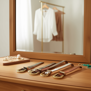 Cintura in Vera Pelle 3.8x105cm Bianca con Mezza Fibbia Diamantata e Strass, Accessorio Moda Donna - Product Image 3