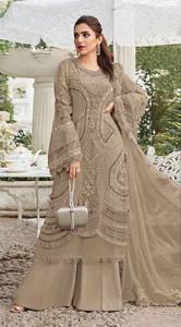 Salwar Kameez semi-couturié en Georgette avec broderies et travail de perles, longueur midi moderne, idéal pour les mariages, Diwali et les occasions festives - Product Image 3