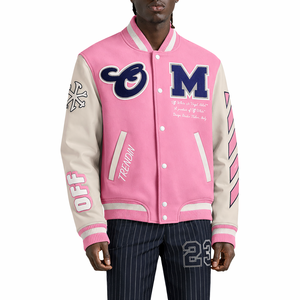 Factory Price Custom Women's 100% <b>Wool</b> Chenille Embroidery Letterman Baseball Varsity Cropped Jacket Streetwear Style - Product Image 4