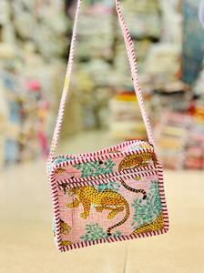 Quilted Geometric Cotton Crossbody <b>Shoulder</b> Bag Vintage Lady Fashion Zipper Waterproof Lightweight for Travel Daily Use - Product Image 3