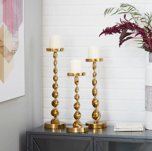 Table Top Set of Home Decor Brass Material Gold Plated Shinny <b>Candle</b> <b>Holder</b> Christmas Decoration - Product Image 2