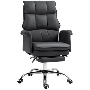 Sedia da Ufficio Girevole Ergonomica con Poggiapiedi, Altezza Regolabile, Reclinabile, Base in Nylon Nero per il Massimo Comfort - Product Image 1