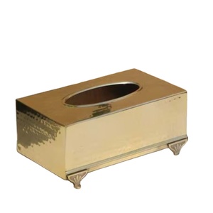 Wholesale High Quality Handmade Hammered Gold Metal <b>Tissue</b> Box Dining Ware Table Napkin Storage Holder Reasonable Price - Product Image 1