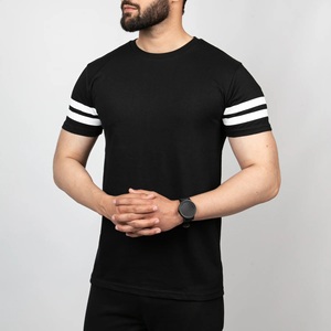 Camiseta Casual de Manga Corta para Hombre, Cuello Redondo, Color Negro Sólido, Corte Regular, 100% Algodón, Transpirable, de Secado Rápido, con Ribete en Contraste - Product Image 3