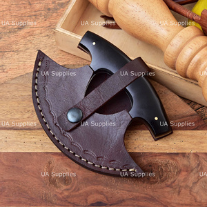 Stainless Steel Ulu Chef <b>Knife</b> Traditional Alaskan Chopping Cutting Black <b>Handle</b> Handmade Ambidextrous Leather Sheath OEM ODM - Product Image 6