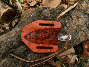 Handmade Damascus steel <b>Small</b> Skinner knife copper inlay , cross <b>draw</b> belt carry leather sheath, Personalized gift, Gift for - Product Image 6