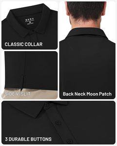 Polo noir pour homme en gros, imprimé numérique respirant, coupe ajustée, manches courtes, mode affaires, anti-boulochage, tricoté - Product Image 3