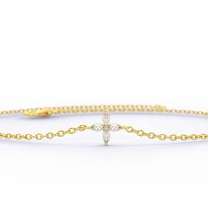 Bracelet manchette délicat en diamant de laboratoire, taille marquise, motif fleur, luxe minimaliste, or 14K/18K, cadeau idéal pour les fêtes pour femme - Product Image 4