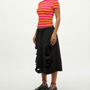 Summer New Women's Striped Crop <b>Top</b> Short Sleeve Crew Neck Slim Fit Casual T-Shirt Pink Orange Knitted Spandex Women Baby TShirt - Product Image 5
