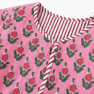 Custom Women’s Pink Floral Quilted <b>Jacket</b> <b>Lightweight</b> Printed Cotton Casual Reversible Spring Autumn Coat Ladies Fashion <b>jackets</b> - Product Image 5