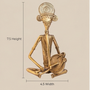 Sculpture de Musicien Batteur Tribal Traditionnel en Laiton, Figurine d'Art Populaire 3D Moulée pour Décoration Intérieure et Cadeau - Product Image 6