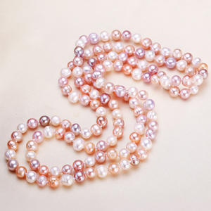 Collar de Perlas de Agua Dulce de Alta Gama con Patrón de Crecimiento de 8 mm, Largo, Multicapa, con Cuentas de Patata, Joyería de Lujo - Product Image 1