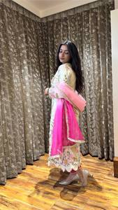 Conjunto de Kurti y Salwar con Bordado Chinon y Lentejuelas, con Dupatta de Organza Estampada, Completamente Cosido, Elegante, para Fiestas, Tallas M-XXL - Product Image 5