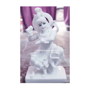 Escultura de Shiva en Mármol Blanco Puro, Atractiva y Hermosa, en Posición de Danza, con Acabado Super Pulido para Fines Religiosos - Product Image 1