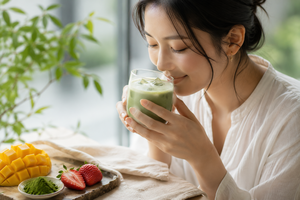 ผงมัทฉะรสพีชญี่ปุ่นแท้ พรีเมียม หอมกลิ่นผลไม้สด ไม่หวาน |   ไม่เติมน้ำตาล |   เครื่องดื่มมัทฉะ ของหวาน อาหาร - Product Image 3