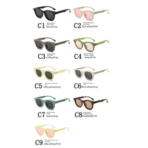 Nouveautés - Lunettes de soleil rétro style Round Harbour - Monture en PC haute densité - Verres UV400 - Lunettes de soleil blanches pour hommes et femmes - Product Image 3