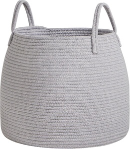 Cotton Rope Woven <b>Laundry</b> <b>Hamper</b>, Soft Fabric Storage Basket with Handles - Product Image 1