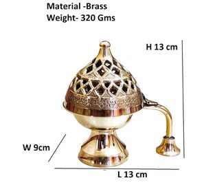 Quemador de Incienso Tradicional Loban, Hecho a Mano en Latón, con Asa, para el Hogar o Mandir - Product Image 4