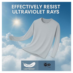 T-shirt à manches longues en coton pour homme, col rond uni, logo personnalisé, marque privée, fournisseur OEM ODM - Product Image 3