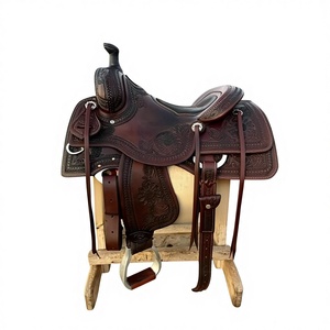 Precio de fábrica: Asiento de montar a caballo hecho a mano de cuero genuino de búfalo, ecológico, tipo inglés, con estructura de madera y alfombras para caballo. - Product Image 2