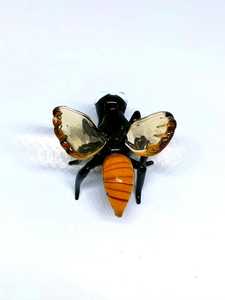 Handmade <b>Glass</b> Bee Figurine Black Orange Body Transparent Wings White Eyes Office <b>Desk</b> Decor Sculpture - Product Image 3