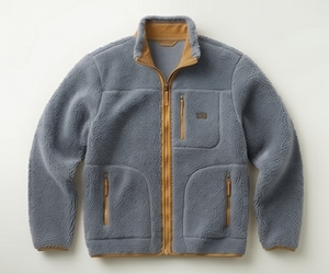 Men's Gray <b>Fleece</b> Jacket <b>Zipper</b> Closure Casual Autumn Wear Stand Collar Sherpa Lining Regular Fit Windproof Outerwear - Product Image 1