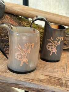 Mug en corne naturelle avec poignée - Mug de cuisine moderne pour bière, vin, café et thé - Écologique et personnalisable - Product Image 2