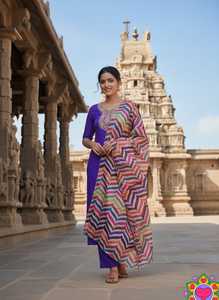 <b>Women</b> Cotton Embroidered <b>Kurta</b> Salwar Set Zigzag Print Dupatta Traditional Indian Pakistani Outfit Recycled Materials All - Product Image 5