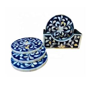 Round Floral Pattern Bone <b>Coaster</b> Set of 4 With Holder Tea Coffee Drink Bone <b>Coaster</b> Heat Protect <b>Coaster</b> for any Occasion Gift - Product Image 1