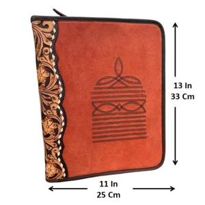 โฟลเดอร์แฟ้มงานประชุมทางธุรกิจหนังนิ่มมีซิปสำหรับบูต A4เย็บด้วยมือ - Product Image 2