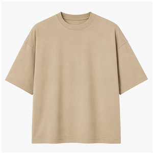 Custom Desert Tan Compact Cotton Boxy <b>Mens</b> Oversized Short Sleeve Crew Neck T-Shirt MTS-OVR-0023 - Product Image 1