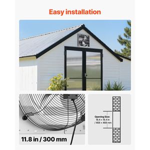 Ventilatore da Parete con Persiana da 18 Pollici, 3051 CFM, Lamelle Automatiche, Struttura in Acciaio Resistente, Motore AC Silenzioso - Product Image 6