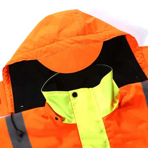 Reflective Hooded Canvas Winter <b>Jacket</b> High Visibility Water Resistant Night Vision Safety Waterproof Construction <b>Worker</b> Men's - Product Image 4